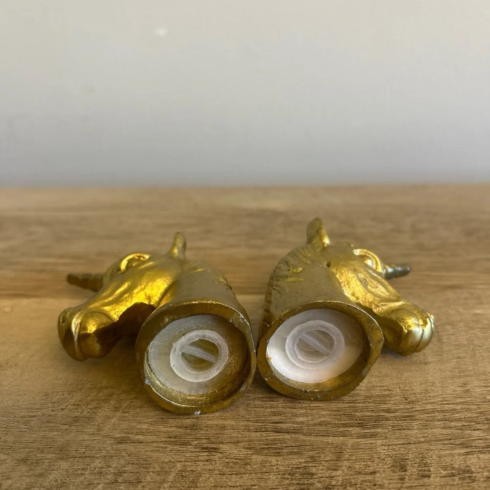Gold Unicorn Salt and Pepper Shaker‎ Set Metal Thirstystone Unique whimsical